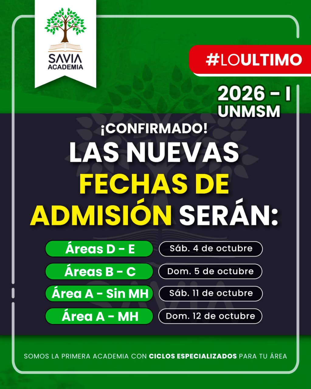 Fechas admisión San Marcos 2026 I