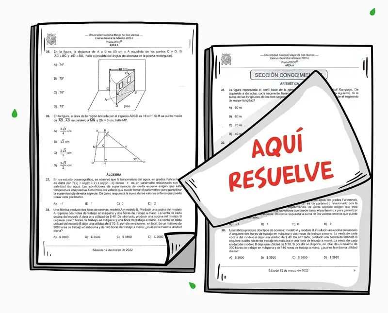 Preguntas de examen de admisión UNMSM (Álgebra, Aritmética).